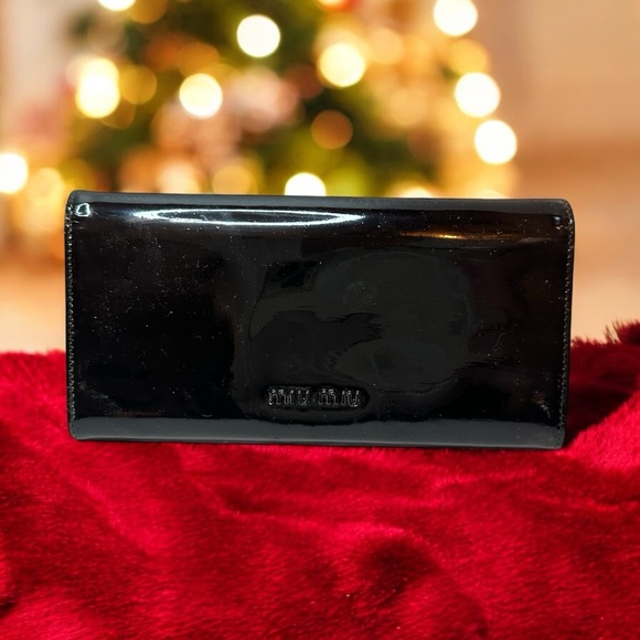 Authentic Miu Miu Ribbon Long Wallet Black and Tan Quiet Luxury - Picture 2 of 9